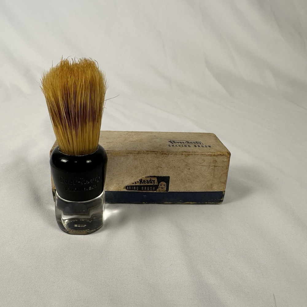 Vintage Ever Ready 300L Shaving Brush w/ Original Box Lucite Handle USA Made